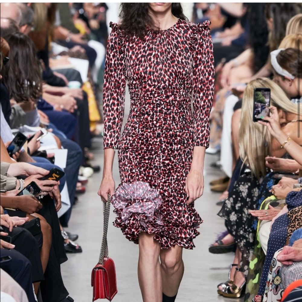 Michael Kors Collection Leopard Print Long Sleeve Dress